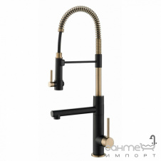 Смеситель для кухни с гибким изливом Kraus Artec Pro KPF-1603SBBG черный/золото