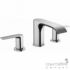 Смеситель с сливным гарнитуром для умывальника на три отверстия Hansgrohe Vivenis 80 75033670 Matt Black матовый черный Суми