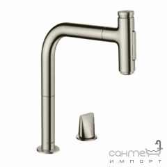 Смеситель для кухни на 2 отверстия с вытяжным изливом Hansgrohe Metris Select M71 73819800 нержавеющая сталь Бровары