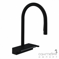 Смеситель для кухни с вытяжным изливом и каскадом Hansgrohe Aquno Select M81 73837670 матовый черный Токмак