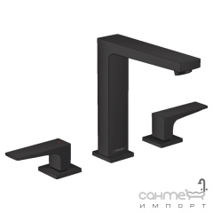 Смеситель для раковины врезной на 3 отверстия с донным клапаном Hansgrohe Metropol 32515340 черный браш Вишневе
