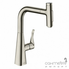 Смеситель для кухни с вытяжным изливом Hansgrohe Metris Select M71 73822800 нержавеющая сталь Хуст