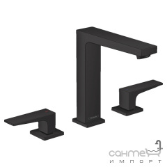 Смеситель для раковины врезной на 3 отверстия с донным клапаном Hansgrohe Metropol 32515670 матовый черный Миколаїв