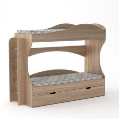 Двоярусне дитяче ліжко Бриз Компаніт 190х70 см з двома ящиками з лдсп дуб-сонома Камінь-Каширський