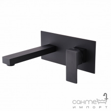 Квадратный настенный смеситель для раковины Vito 1105-055BL чёрный