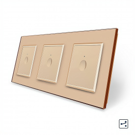 Сенсорний прохідний вимикач Sense 3 сенсора (1-1-1) золотий скло Livolo (VL-C7FC1S/FC1S/FC1S-6AP)