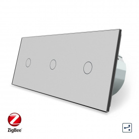 Розумний сенсорний прохідний вимикач 3 сенсори (1-1-1) сірий скло Livolo (VL-C703SZ-15)