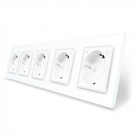 Пятиместная умная розетка ZigBee с заземлением белый Livolo (VL-C7FCTC16AZ-10WP)