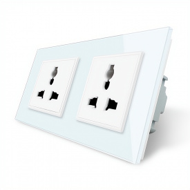 Розетка двухместная универсальная белый стекло Livolo (VL-C7FCT22-4WP)