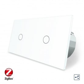 Розумний сенсорний прохідний вимикач 2 сенсори (1-1) білий скло Livolo (VL-C701SZ/C701SZ-11)