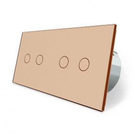 Сенсорний ZigBee вимикач 4 сенсори (2-2) золото скло Livolo (VL-C702Z/C702Z-13)