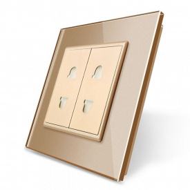 Універсальна подвійна розетка 2 стандарти в 1 золотий Livolo (VL-C7C2A-13)