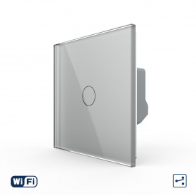 Розумний сенсорний Wi-Fi прохідний вимикач 1 сірий скло скло Livolo (VL-C7FC1SNY-2G-IP)
