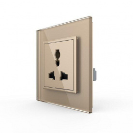 Розетка універсальна 13 стандартів в 1 золоте скло Livolo (VL-C7C1C-13)