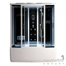 Гідромасажний бокс Atlantis AKL-1108-D(XL) із суцільнолитим сидінням профіль хром задні стінки білі двері матові