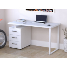 Компьютерный письменный стол c тумбой Loft-design L-27-MAX 135х65х75 см белого цета