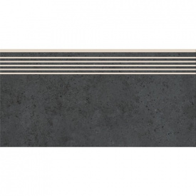 Керамогранитная плитка для ступеней Cersanit Highbrook Anthracite Steptread 29,8х59,8 см