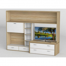 Стенка в гостиную Тиса Мебель Гостиная-107 Сонома Белый