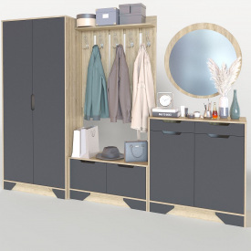 Прихожая Тиса Мебель Прихожая-101 Сонома Графит