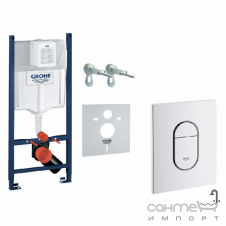 Інсталяція для підвісного унітазу Grohe Rapis SL UA3884400A панель змиву Arena Cosmopolitan біла