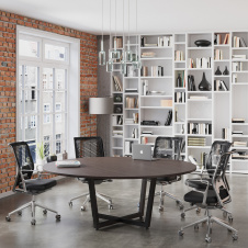 Круглый стол для переговоров D-200 Loft-Design 2000х750 мм венге-темный