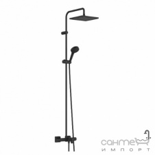 Душова стійка із змішувачем-термостатом для ванни Hansgrohe Vernis Shape 26900670 матова чорна