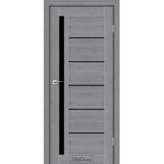 Двери межкомнатные StilDoors (Стиль Дорс) София дуб попелястый черное стекло 600х900х2000 мм Еланец