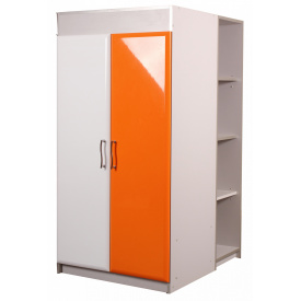 Шкаф Мебель UA™ Пионер-МДФ La7 700 со стеллажами низкий 1400х700х700 модерн Белый глянец/Оранж (6102)