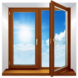 Металлопластиковое окно в ламинации цветное золотой дуб 1300х1400 мм 