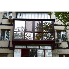 Балкон металлопластиковый французский венге 3200х860х2500 мм