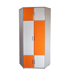 Шкаф детский Мебель UA™ Пионер-МДФ A угловой 2200х810х810 модерн Белый глянец/Оранж (6101) Житомир
