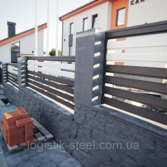 Забор РАНЧО Ламель шириной 130/100 комбинированый графит и белый Херсон