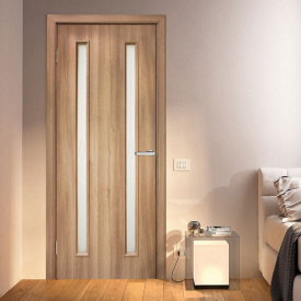 Межкомнатные двери Омис Ника ПВХ дуб золотой стекло сатин 600х900х2050 мм