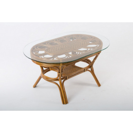 Обеденный столик Аскания Cruzo стеклянный на ротанге