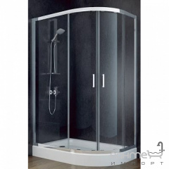 Душова кабіна напівкругла асиметрична ліва Besco Modern 120x90x185 скло матове морозне Умань