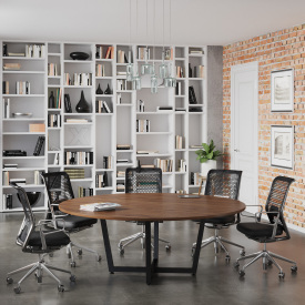 Круглий стіл для переговорів D-2000 Loft-design 2000х750 мм горіх-модена на 10 персон