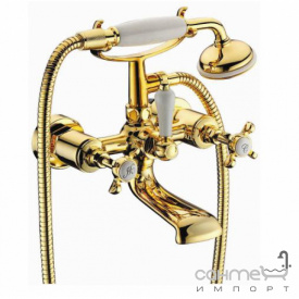 Смеситель для ванны с крестовыми рукоятками Imprese Cuthna 10280 zlato