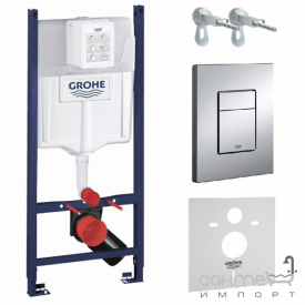 Инсталляция для подвесного унитаза Grohe Rapis SL UA3873200A панель смыва Skate Cosmopolitan хром