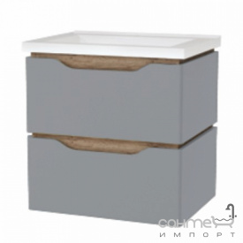 Подвесная тумба с раковиной Mirater Sacramento 60 серая, раковина Глория