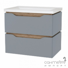 Подвесная тумба с раковиной Mirater Sacramento 70 серая, раковина Глория