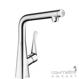 Смеситель для кухни с кнопкой управления Hansgrohe Metris Select 14883800 нержавеющая сталь