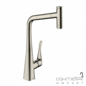 Смеситель для кухни с вытяжным изливом Hansgrohe Metris Select M71 73803800 нержавеющая сталь