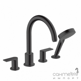 Смеситель на борт ванны с душевым гарнитуром Hansgrohe Vernis Blend 71456670 матовый черный