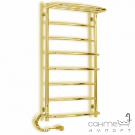 Электрический полотенцесушитель Laris Еврофлеш с полкой П8 500х1000 S золотой, подключение слева