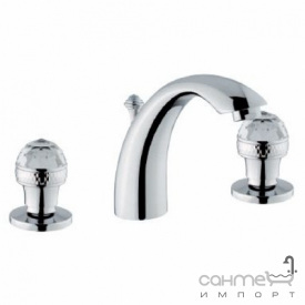 Смеситель для раковины на 3 отверстия Bugnatese Axo Fenice 612F CRDO хром/золото