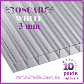 Сотовый поликарбонат 2100Х6000Х3 mm OSCAR White прозрачный Сербия