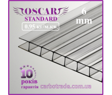 Сотовый поликарбонат 6 mm OSCAR Standard прозрачный 2100Х6000