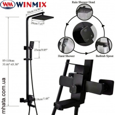Душевая колонна Winmix KUB-009-J BLACK со смесителем из нерж. стали SUS304