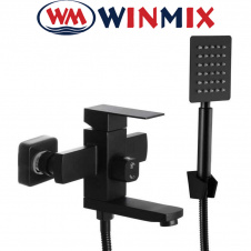 Смеситель для ванны короткий нос Winmix KUB Euro Black из нерж. стали (Chr-009), Польша