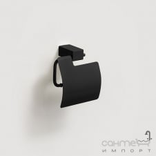 Держатель для туалетной бумаги с крышкой Liberta Flow Black матовый черный